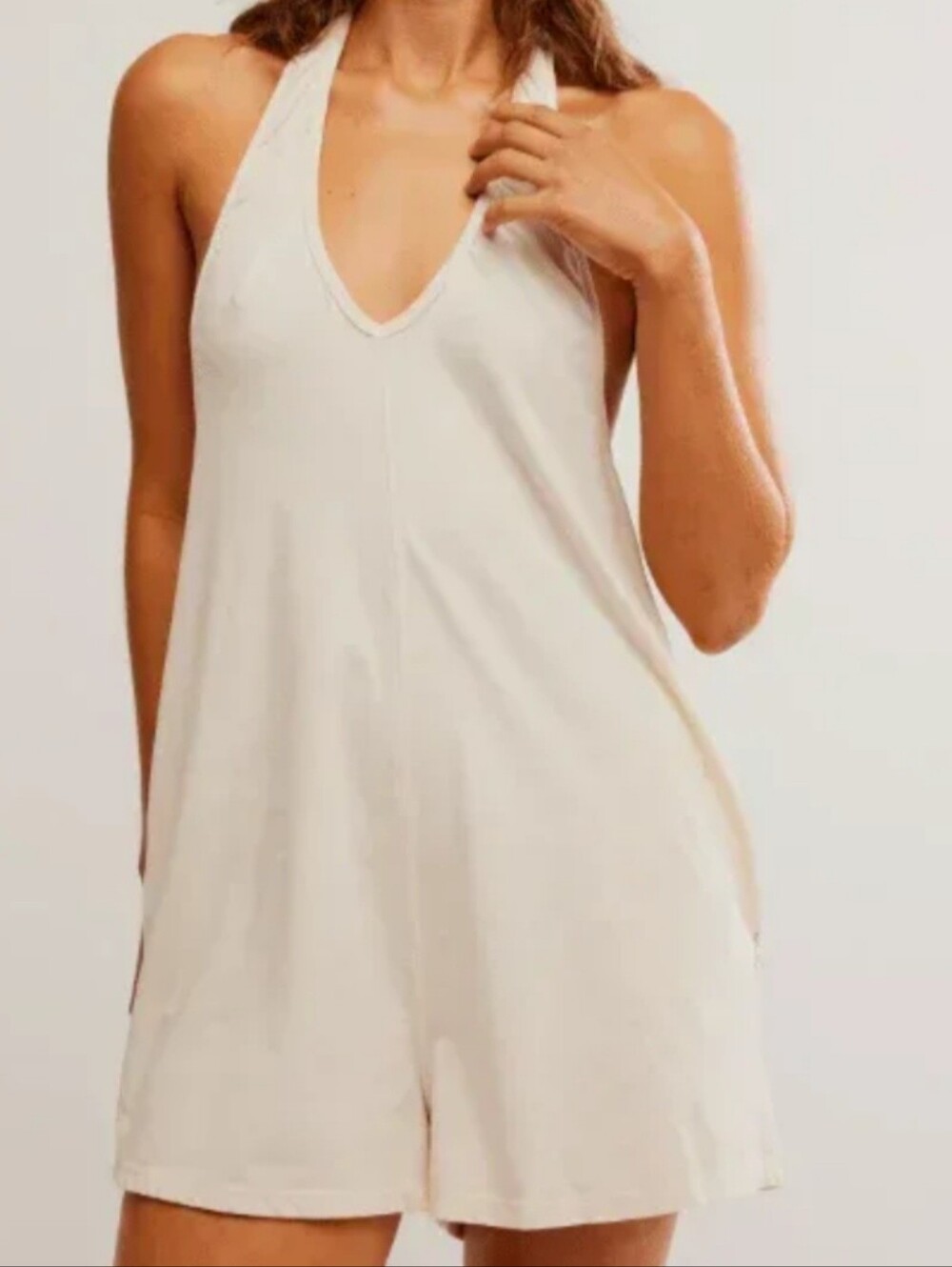 Free People Cream Halter Romper